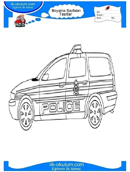 Çocuklar İçin Polis-Arabası Boyama Sayfaları 